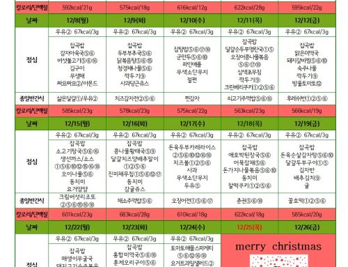 12월 친환경급식 식단표